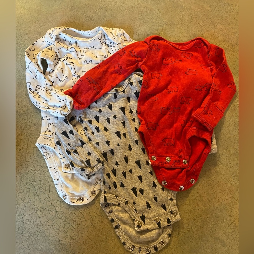 Bundle of (3) Newborn Long Sleeve Bodysuits